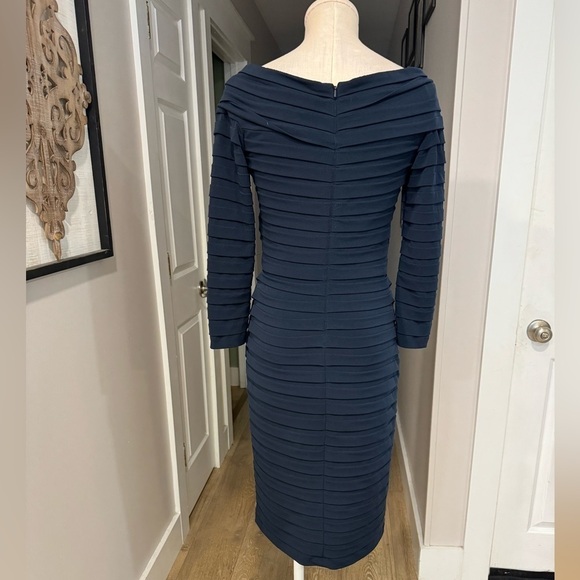 TADASHI SHOJI  collection navy bandage style midi dress with wide v neckline - Picture 8 of 17